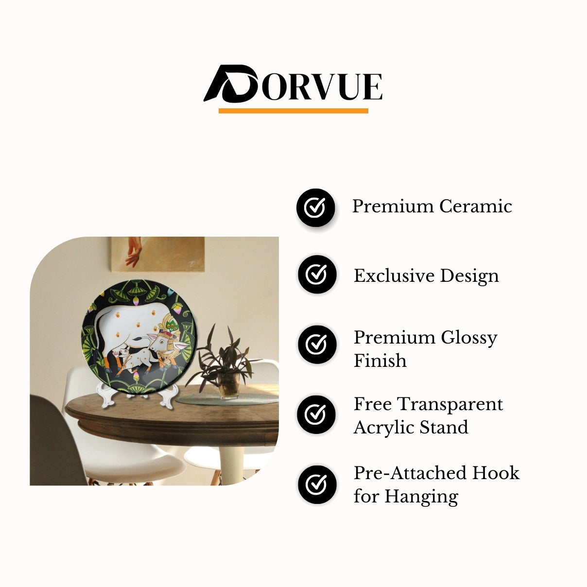 Cow and Calf Pichwai Wall Plate Vastu Home Décor