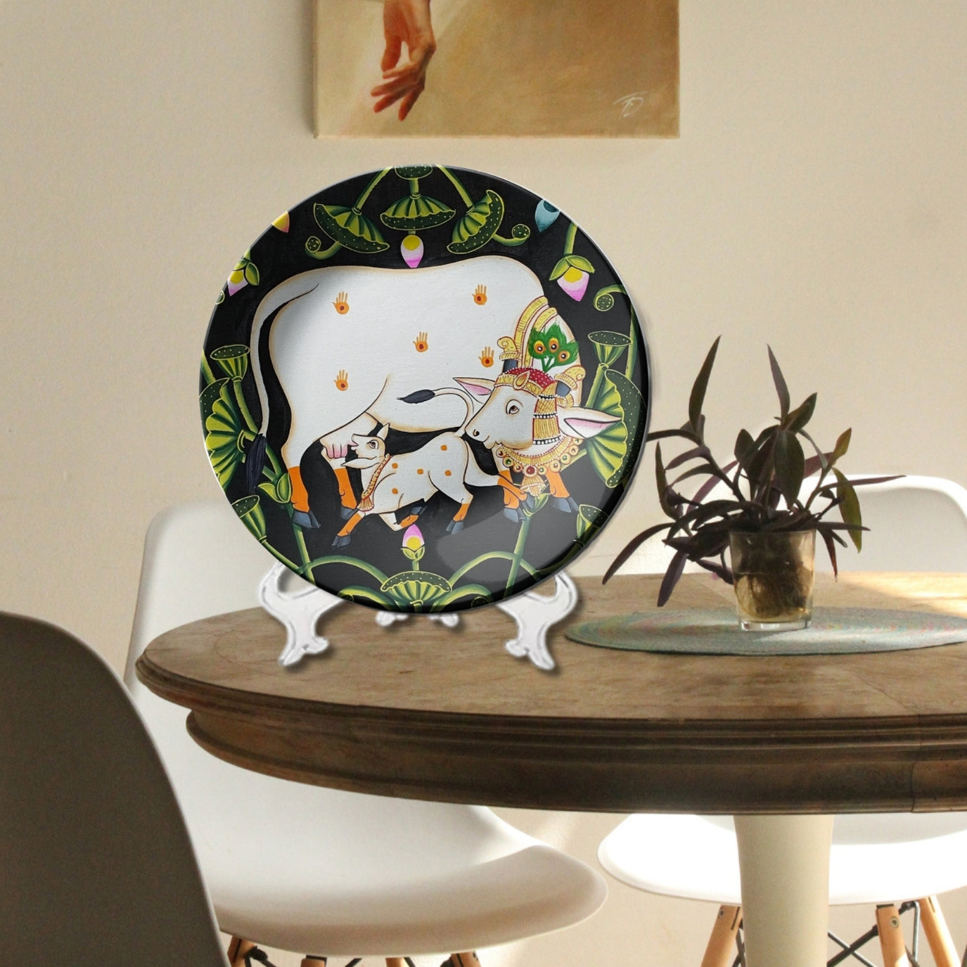 Cow and Calf Pichwai Wall Plate Vastu Home Décor