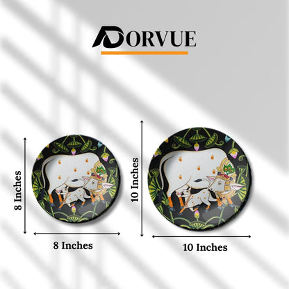 Cow and Calf Pichwai Wall Plate Vastu Home Décor