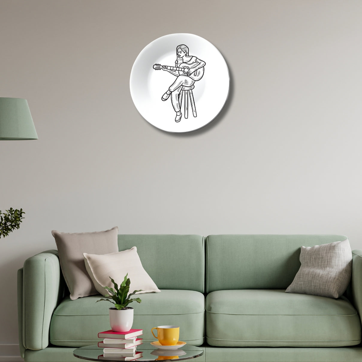 Woman Playing Guitar Timeless Decorative Wall Plate
