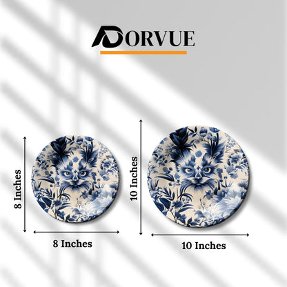 Porcelain Flora Hidden Kitty Ceramic Wall Plate Home Décor