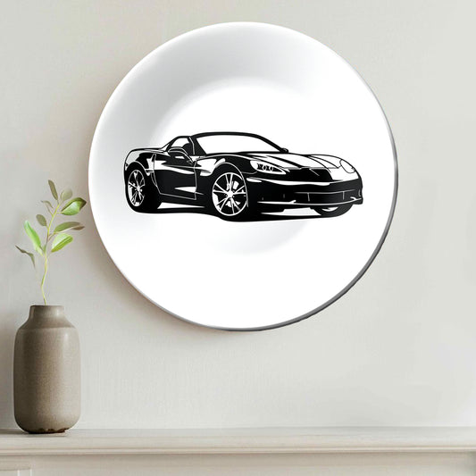 Chevrolet Corvette Wall Art Vintage Monochrome Decorative Wall Plate