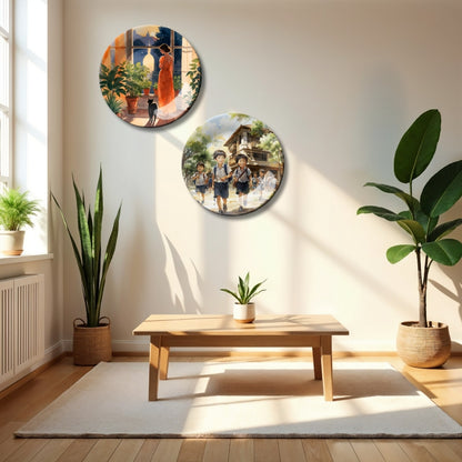 Set of 2 Timeless Tales Mother Waiting For Kids Home Décor Wall Plates