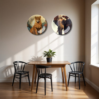 Set of 2 Regal Beasts Home Décor Wall Plates