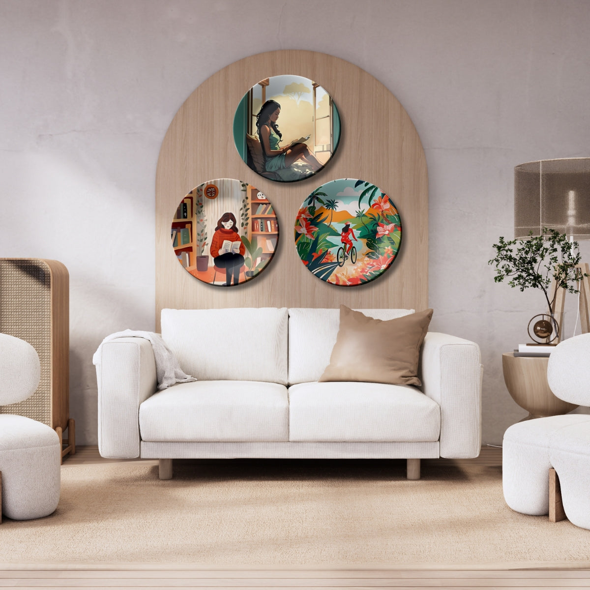 Set of 3 Calm Living & Wanderlust Ceramic Wall Plates Décor