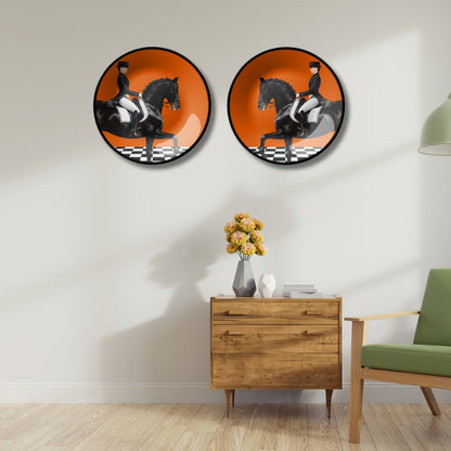 Set of 2 Man On The Black Horse Quiet Luxury Wall Plate Décor