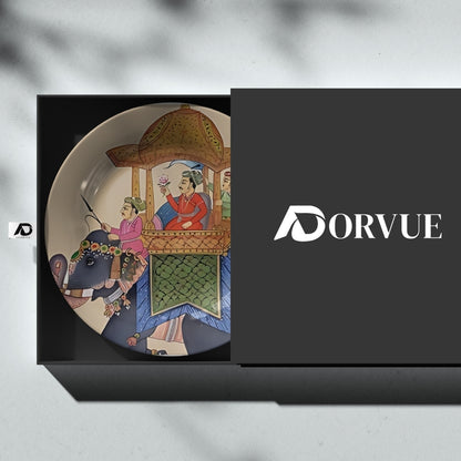 Caravan of King Royal Elephant and King Ceramic Wall Plate Home Décor