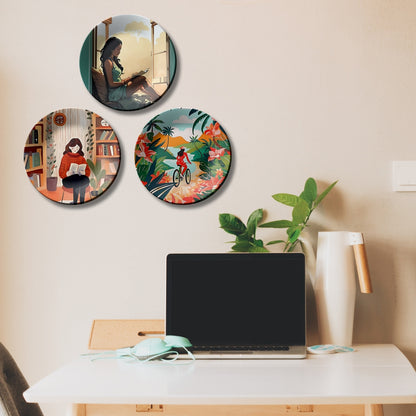 Set of 3 Calm Living & Wanderlust Ceramic Wall Plates Décor