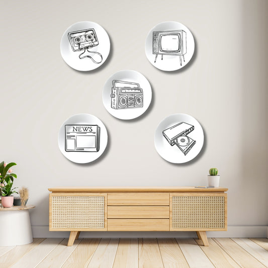 Set of 5 Nostalgic Frequencies Timeless Tunes Decorative Wall Plates