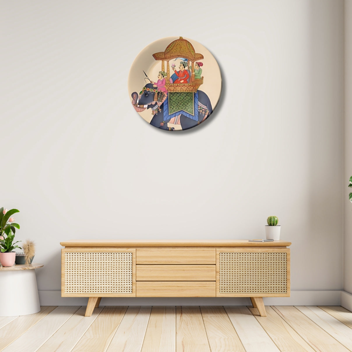 Caravan of King Royal Elephant and King Ceramic Wall Plate Home Décor