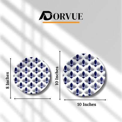 Royal Porcelain Sapphire Lotus Ceramic Wall Plate Home Décor