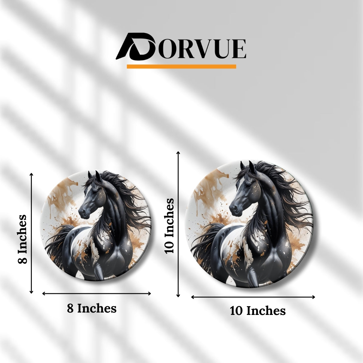 Royal Black Horse Ceramic Decorative Wall Plate For Home Décor
