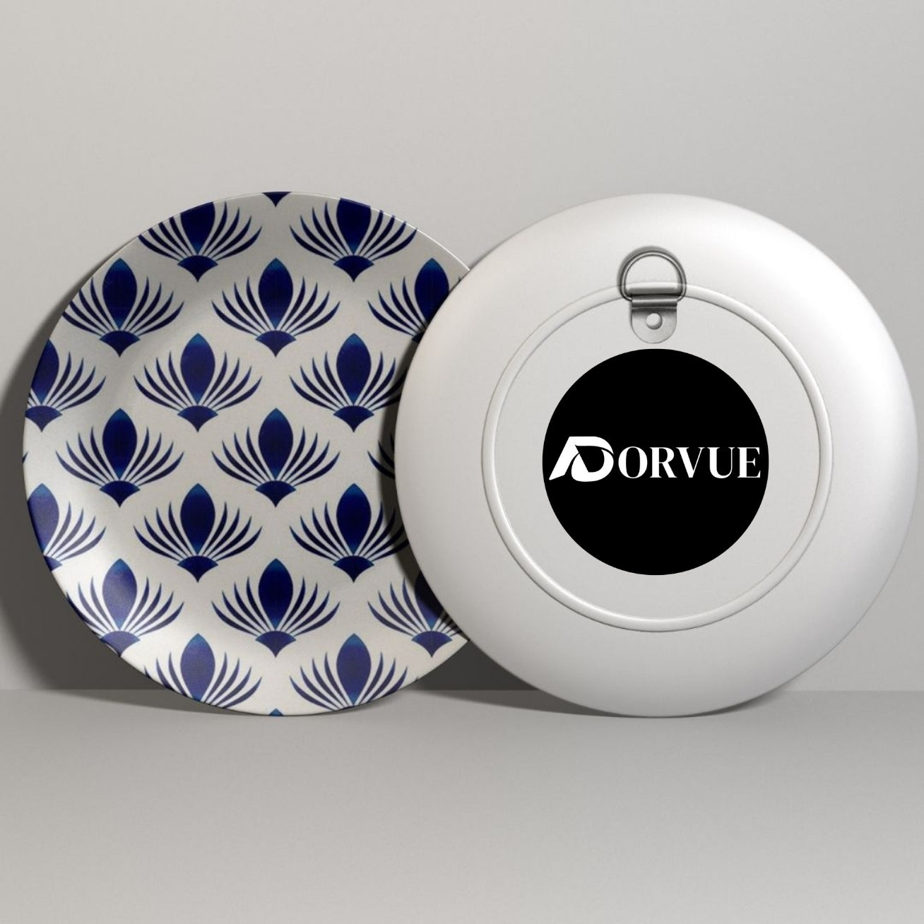 Royal Porcelain Sapphire Lotus Ceramic Wall Plate Home Décor