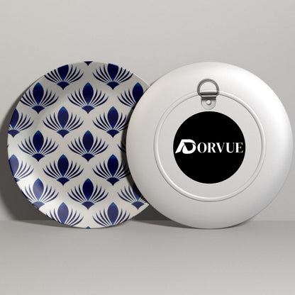 Royal Porcelain Sapphire Lotus Ceramic Wall Plate Home Décor