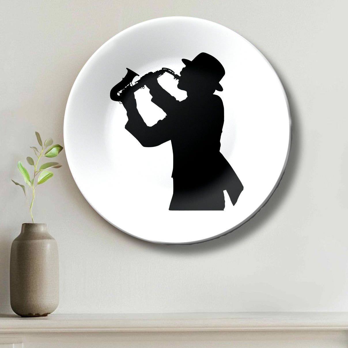 Saxophone Player Wall Art Vintage Home Décor Wall Plate