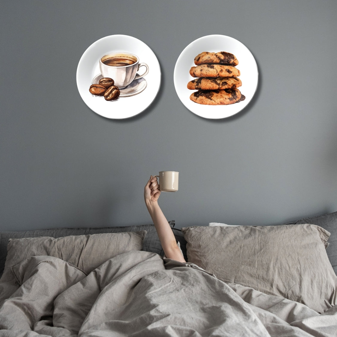 Set of 2 Brew & Bites Café and Kitchen Décor Wall Plates