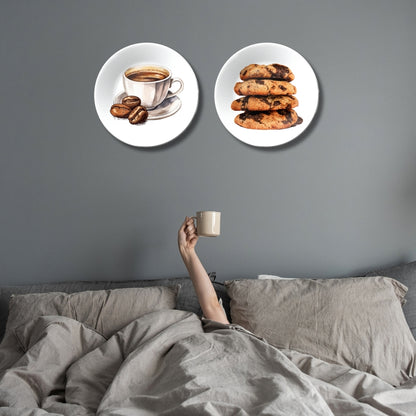 Set of 2 Brew & Bites Café and Kitchen Décor Wall Plates