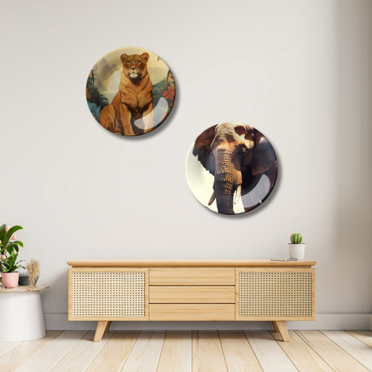 Set of 2 Regal Beasts Home Décor Wall Plates