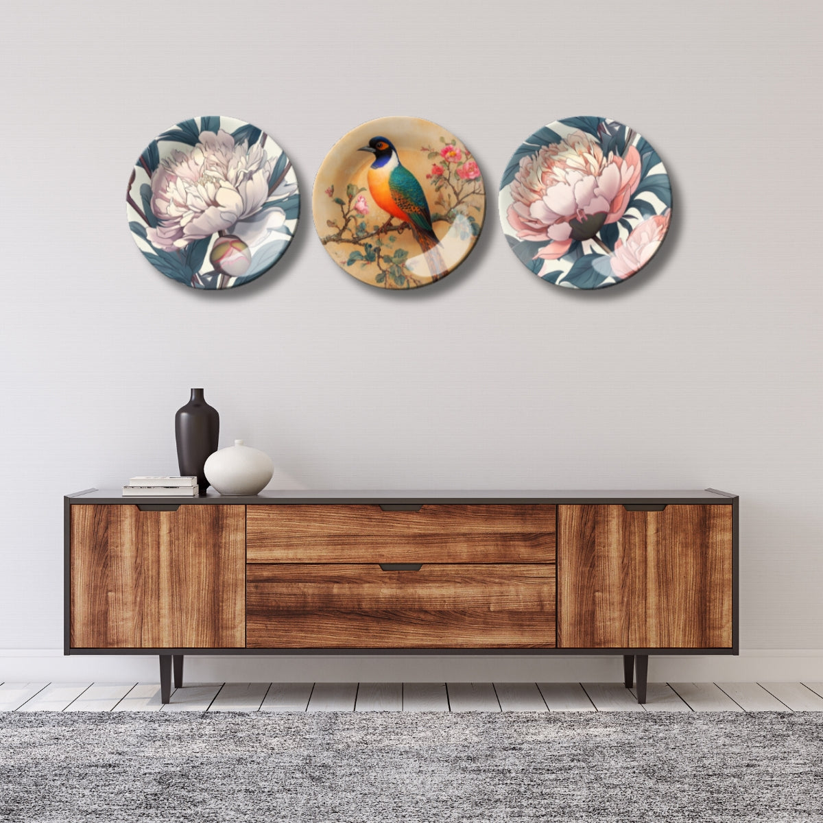 Set of 3 Blossom & Wings Home Décor Wall Plates