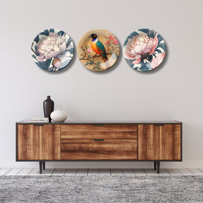 Set of 3 Blossom & Wings Home Décor Wall Plates