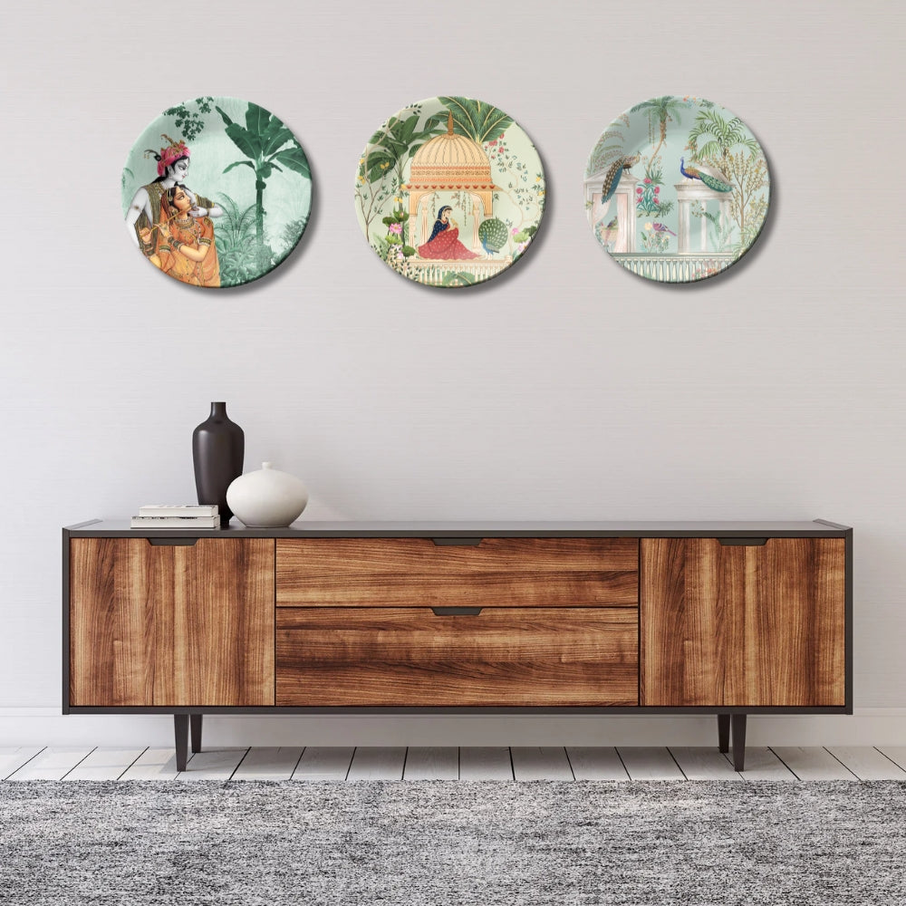 Set of 3 Divine Radha Krishna Art Painting Home Décor Wall Plates