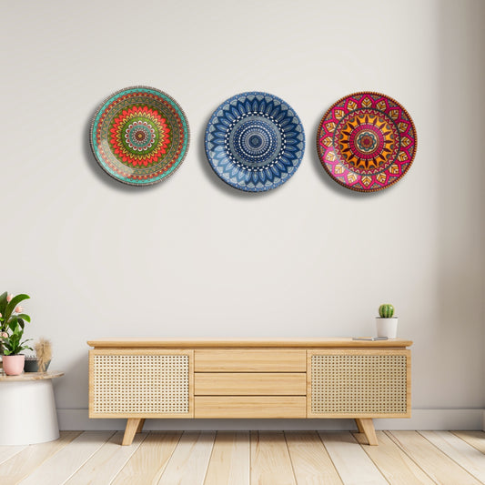 Set of 3 Mandala Sacred Whirls Home Décor Wall Plates