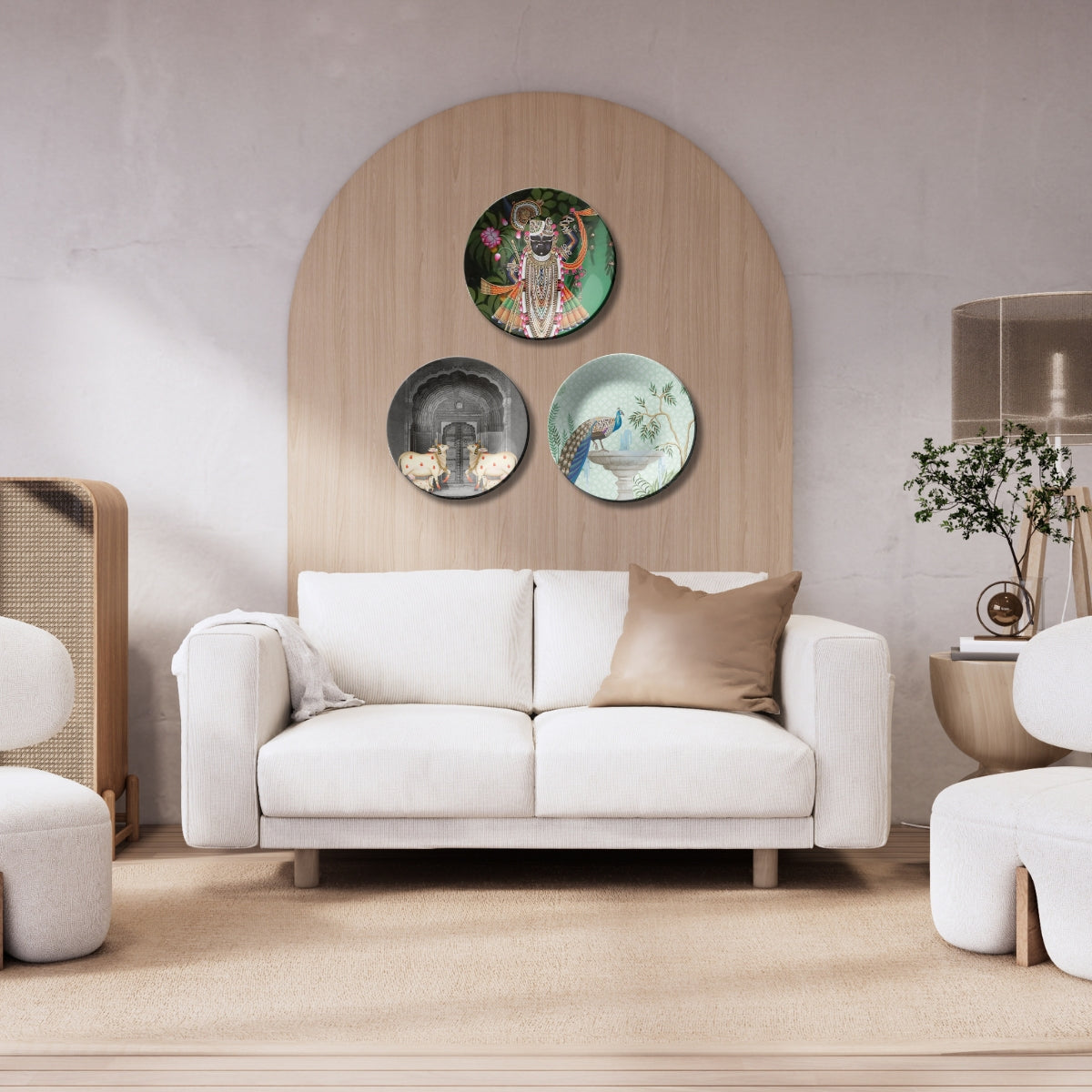 Set of 3 Shrinath Ji Wall Plates Décor Wall Hanging For Home