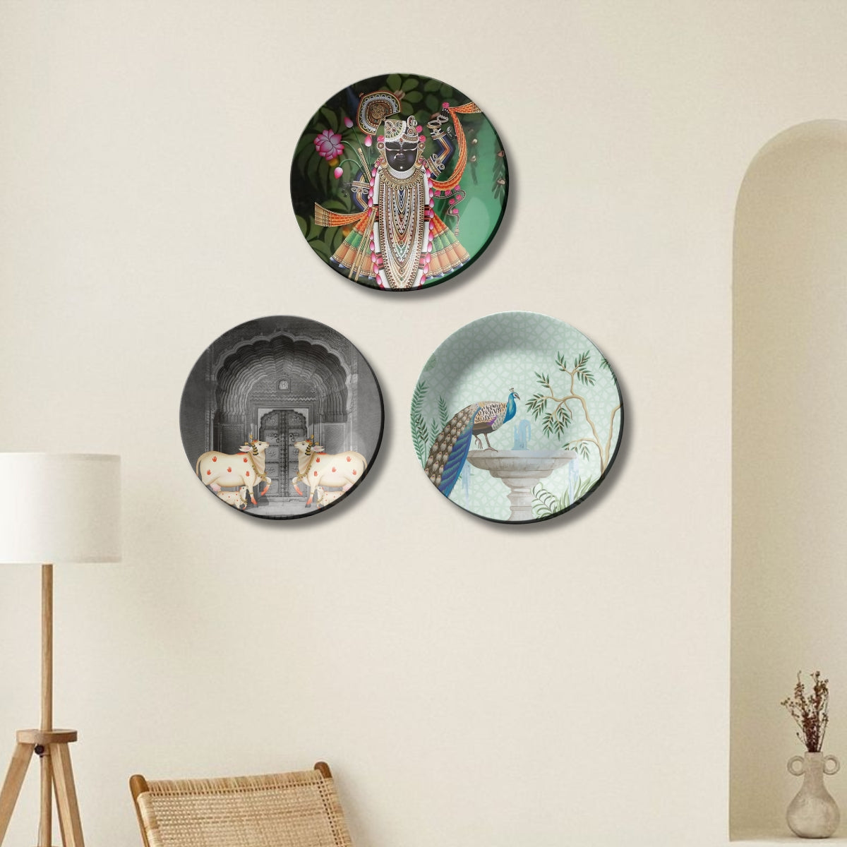 Set of 3 Shrinath Ji Wall Plates Décor Wall Hanging For Home