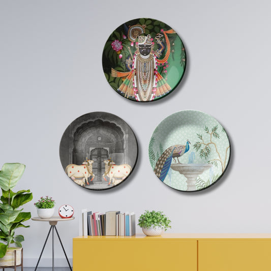 Set of 3 Shrinath Ji Wall Plates Décor Wall Hanging For Home