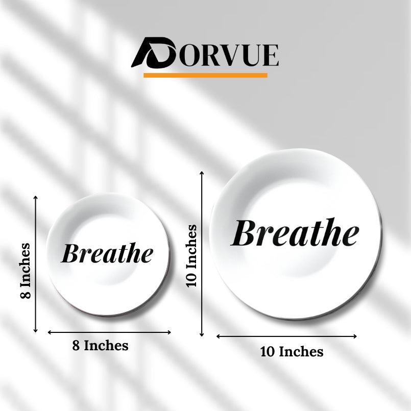 Breathe Quote Home Decor Ceramic Wall Plate