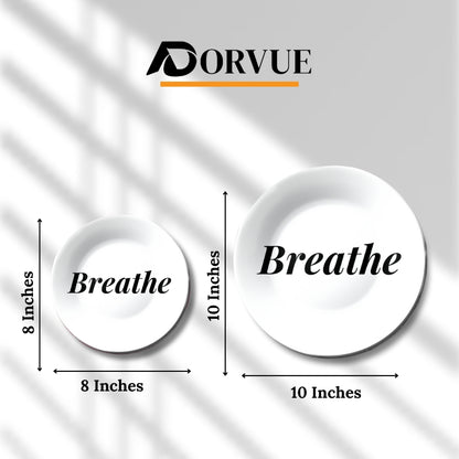 Breathe Quote Home Decor Ceramic Wall Plate