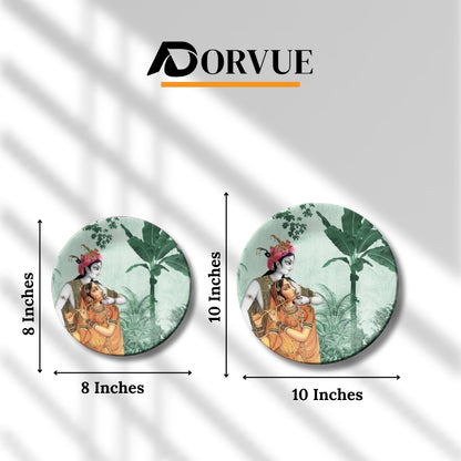 Set of 3 Divine Radha Krishna Art Painting Home Décor Wall Plates