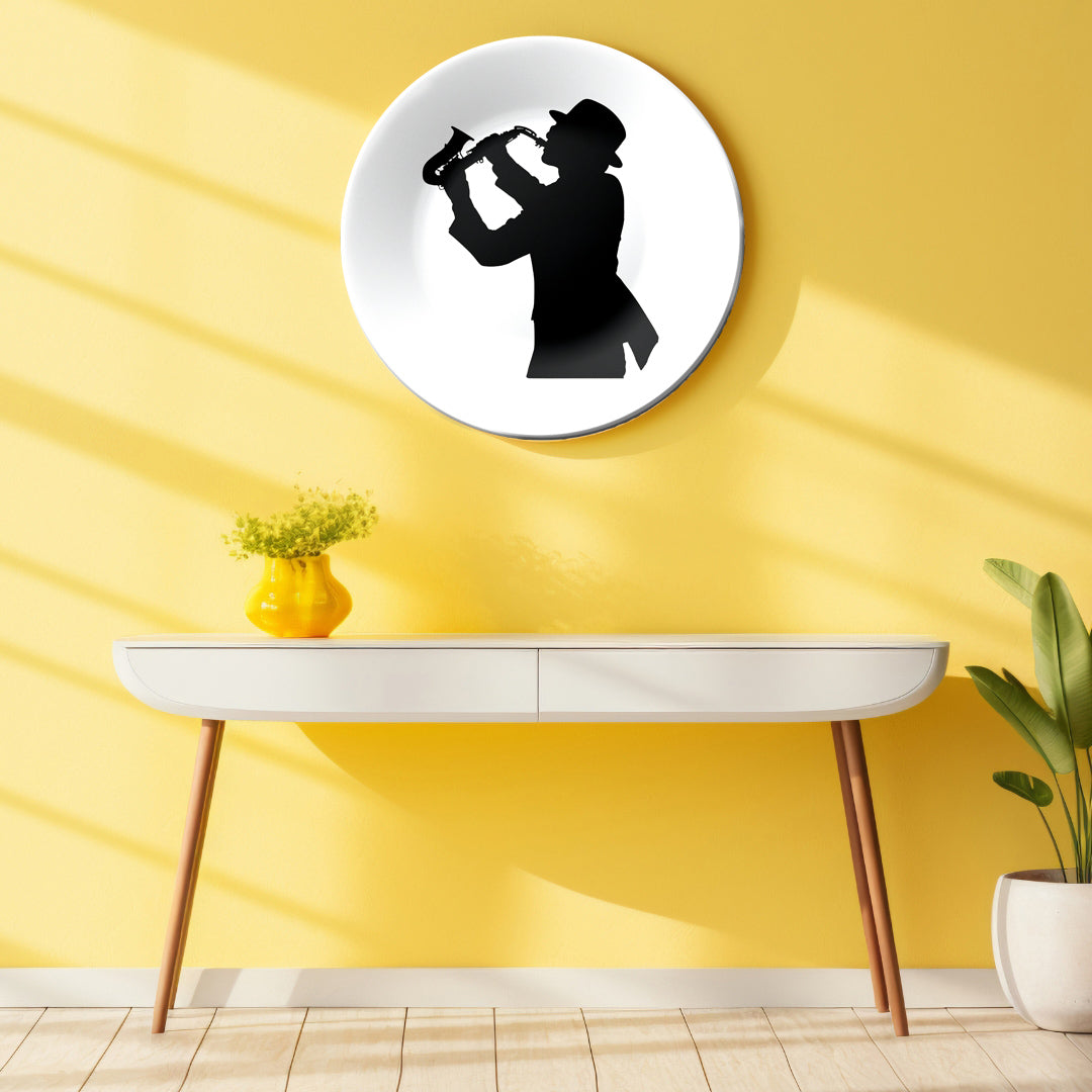 Saxophone Player Wall Art Vintage Home Décor Wall Plate