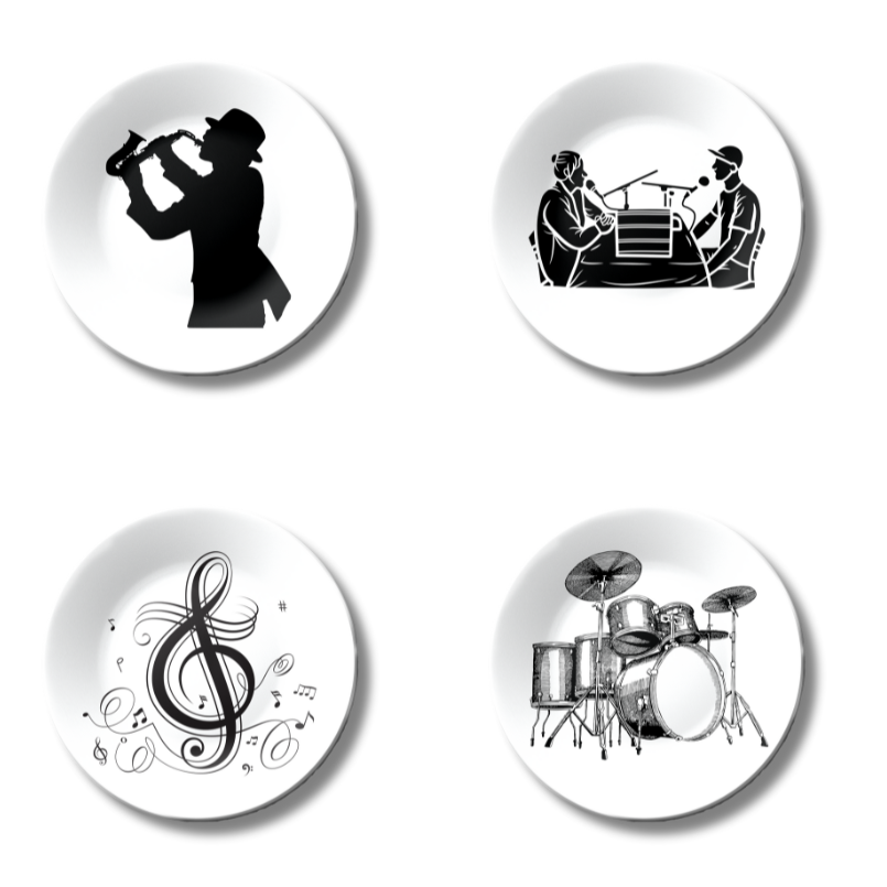 Set of 4 Soundwave Symphony Home Décor Wall Plates