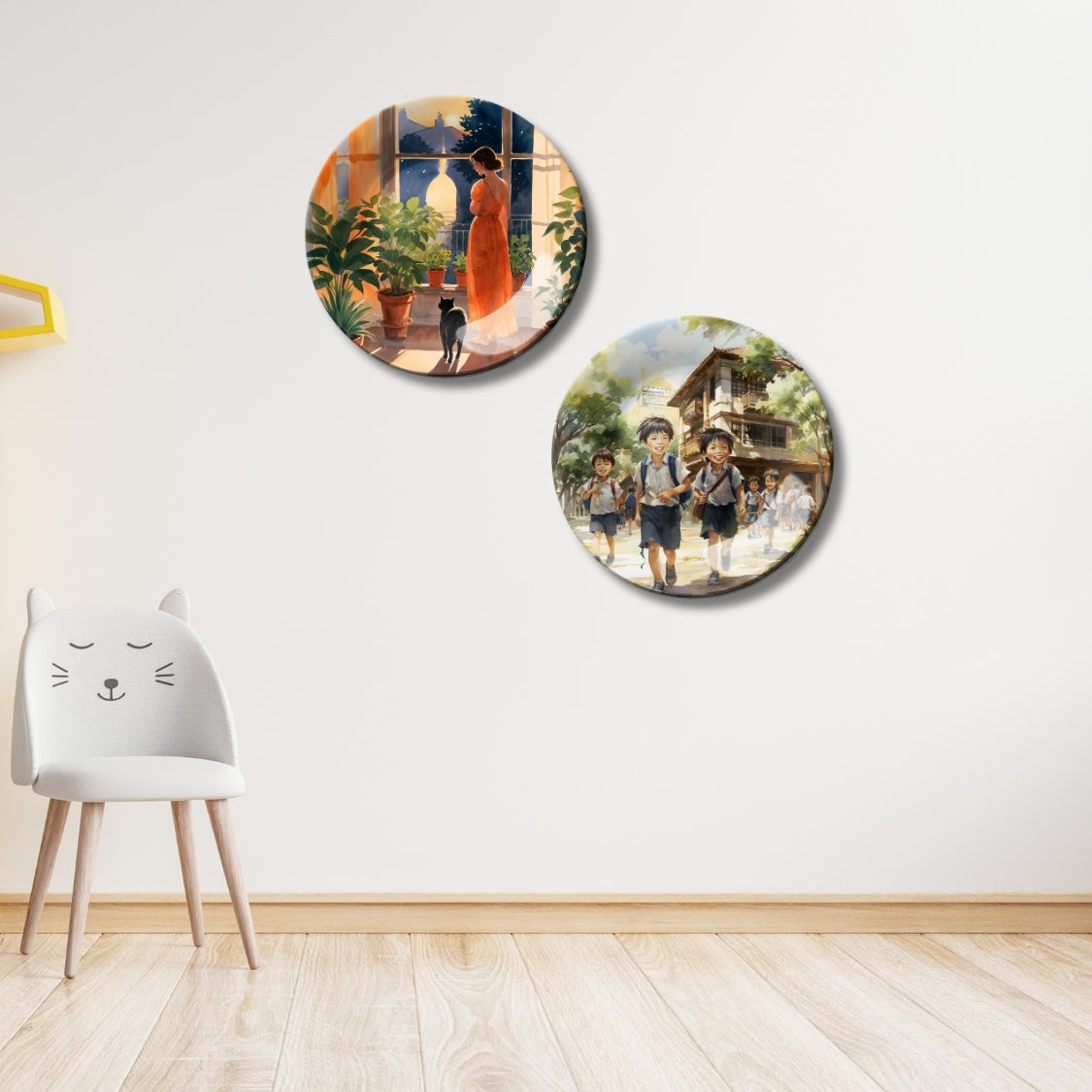 Set of 2 Timeless Tales Mother Waiting For Kids Home Décor Wall Plates