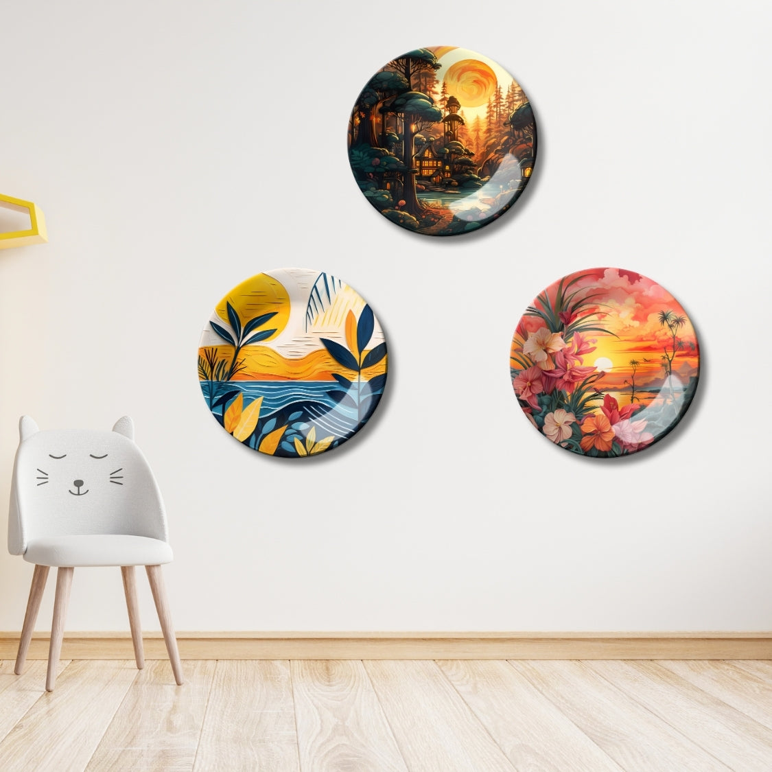 Set of 3 Sunset Serene Home Décor Wall Plates