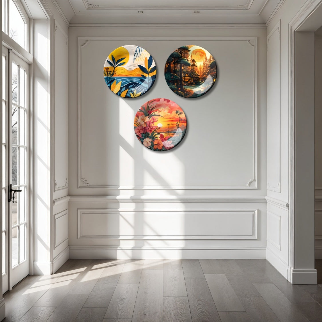 Set of 3 Sunset Serene Home Décor Wall Plates
