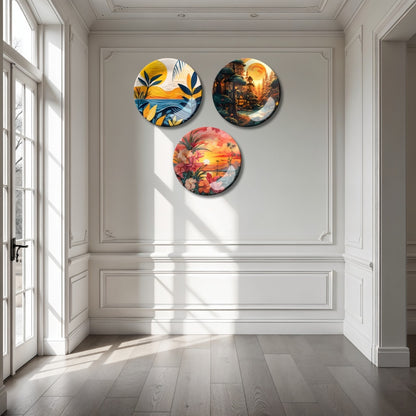 Set of 3 Sunset Serene Home Décor Wall Plates