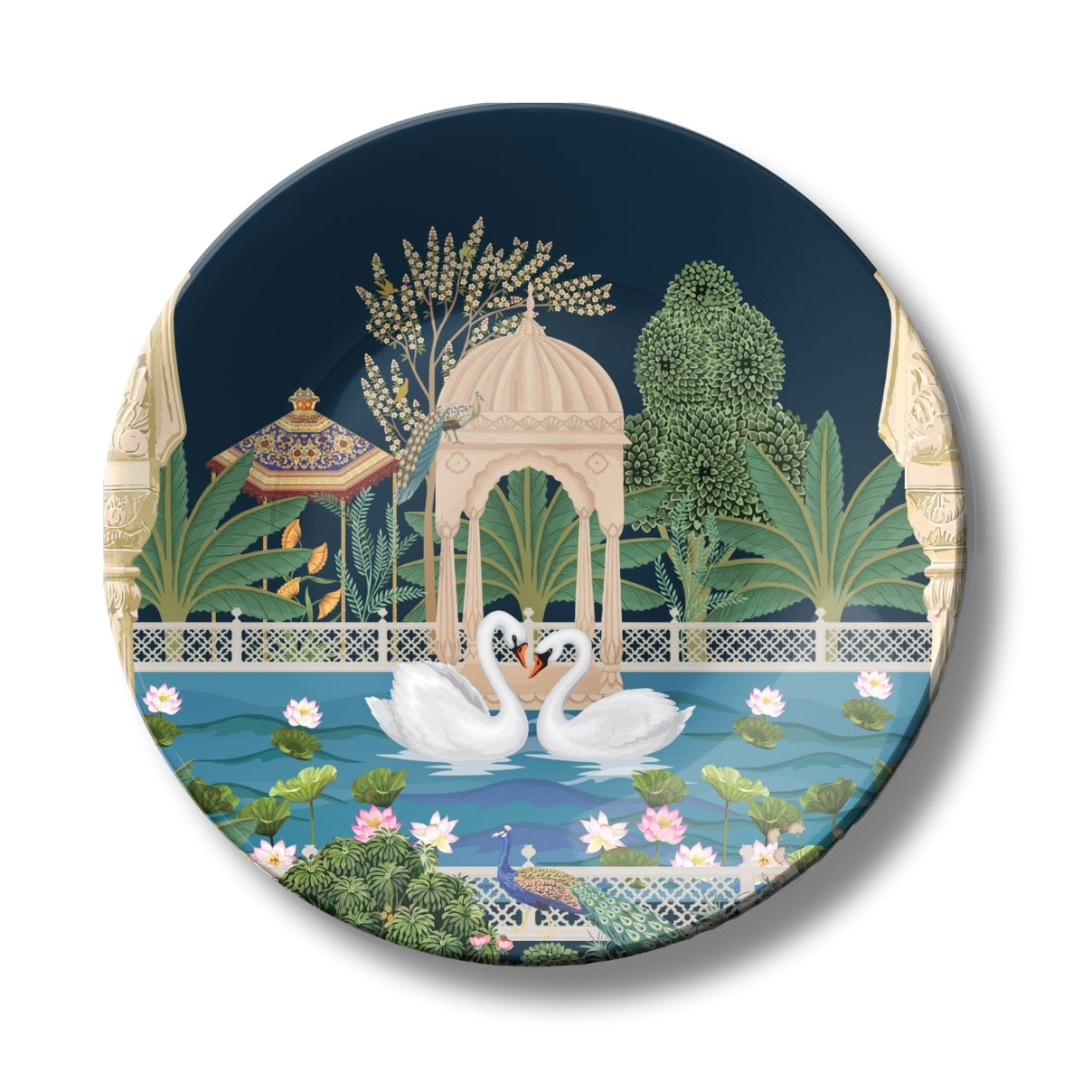 Swan Couple Ceramic Wall Plate Home Décor