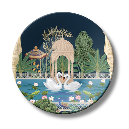 Swan Couple Ceramic Wall Plate Home Décor