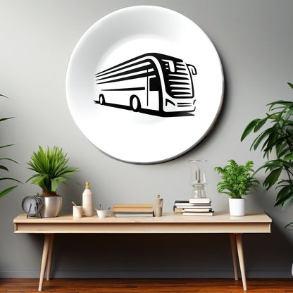 Bus Monochrome Decorative Wall Plate