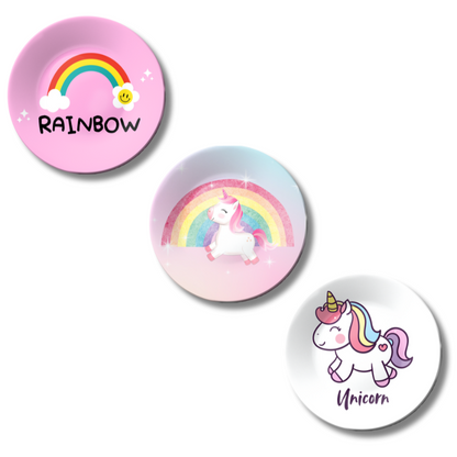 Set of 3 Rainbow and Unicorn Kids Room Décor Wall Plates
