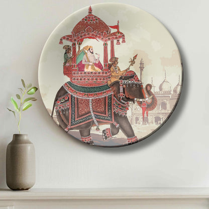 King on Royal Elephant Ceramic Wall Plate Home Décor