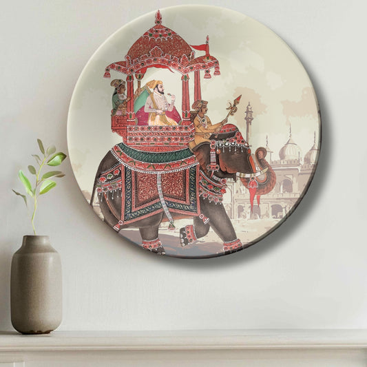 King on Royal Elephant Ceramic Wall Plate Home Décor