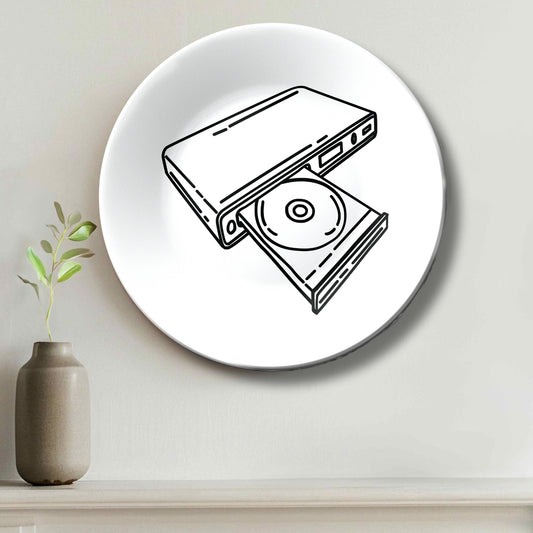 DVD Player Vintage Black And White Monochrome Home Décor Wall Plate