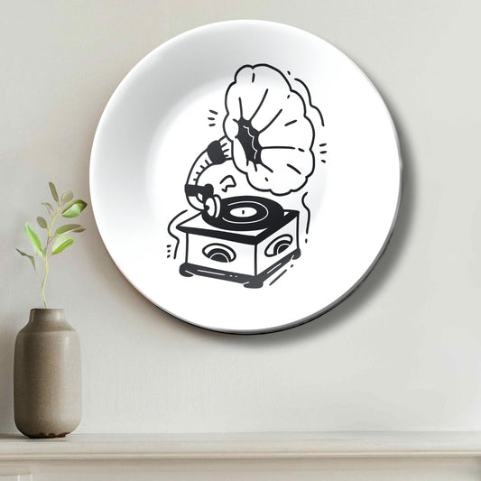 Vintage Gramophone Playing Music Decorative Wall Plate
