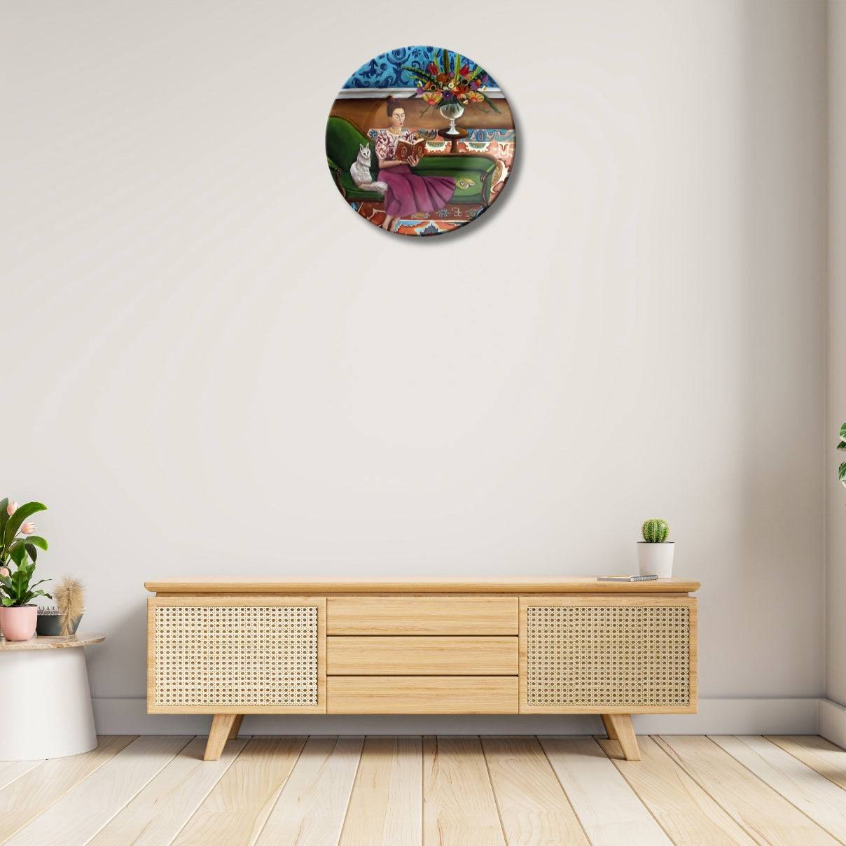 Women Reading A Book Ceramic Wall Plate Design For Living Room Home Décor