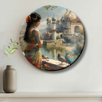 Riverside Beauty – Woman Admiring the Palace Ceramic Decorative Wall Plate