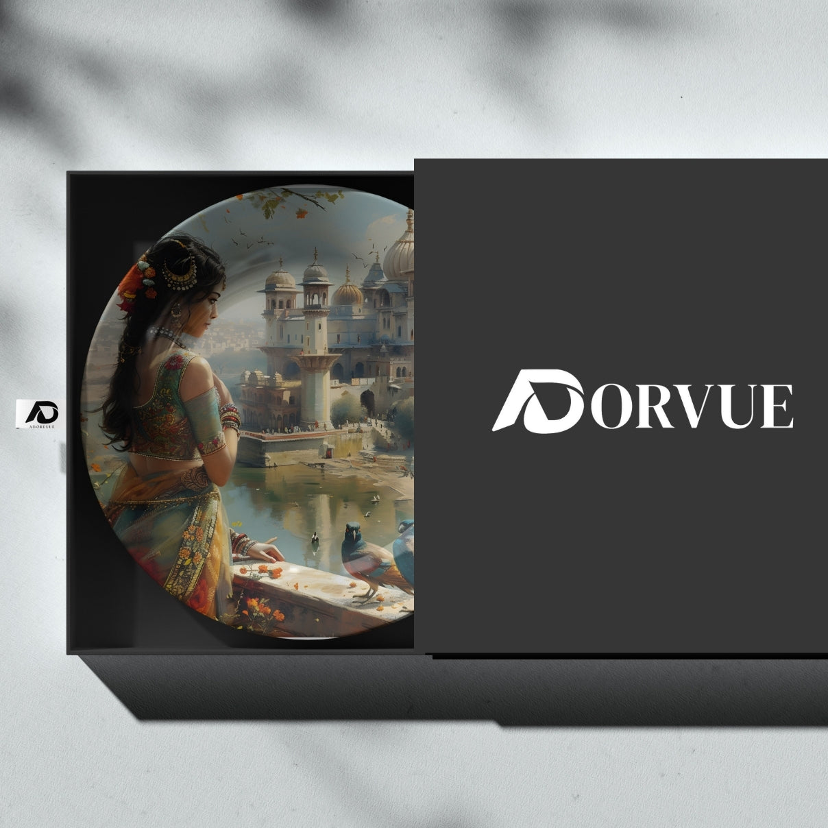 Riverside Beauty – Woman Admiring the Palace Ceramic Decorative Wall Plate