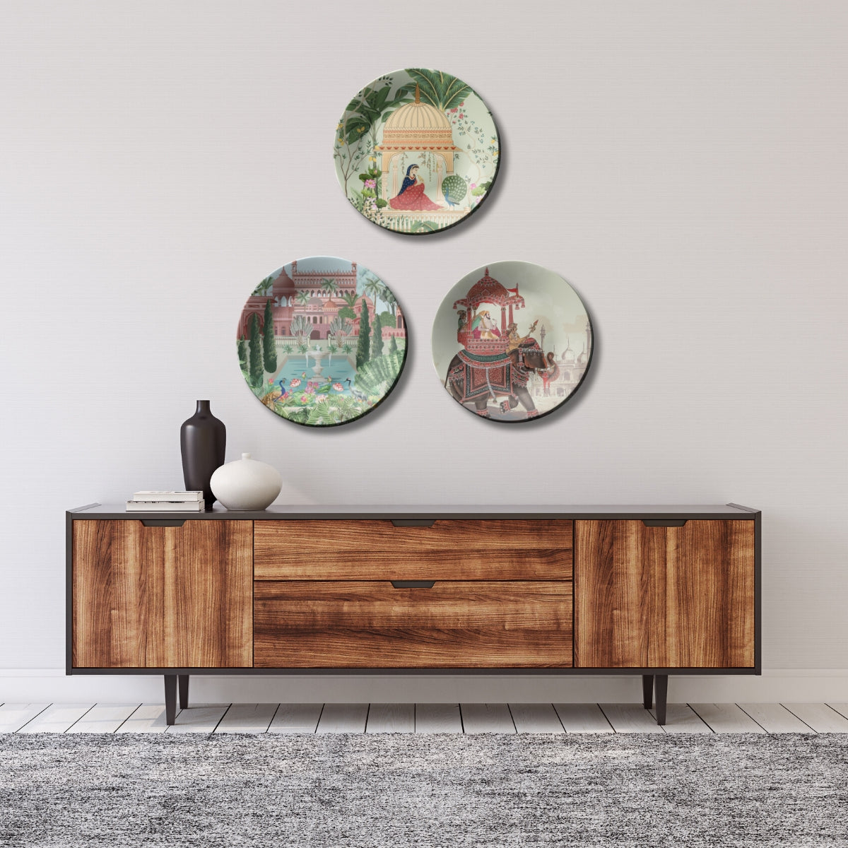 Set of 3 Indian Kingdom Home Decorative Ceramic Wall Plates Décor